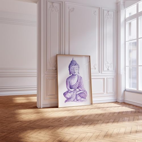 Portrait minimaliste Bouddha violet | Impression d'art murale