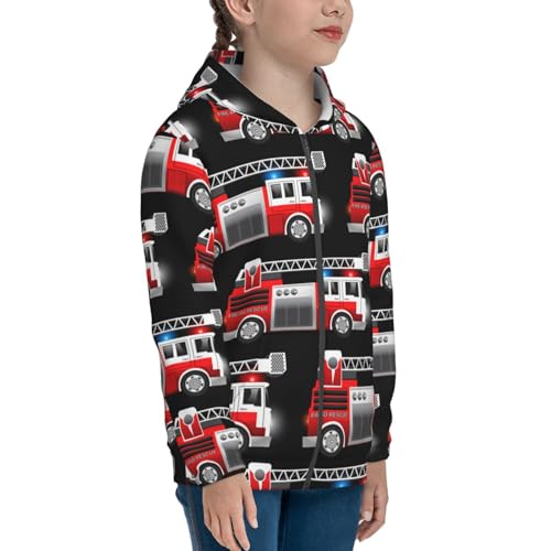 Fire and Rescue Truck Kid Hoodies Boys Zip Up Sweatshirts Girls Pullover with Pocket4
