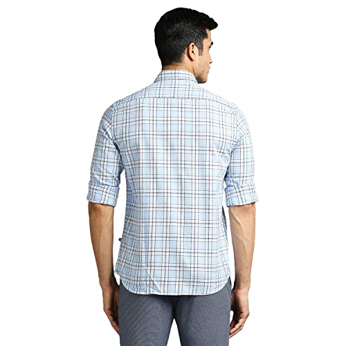 Image of Parx Men's Pure Cotton Checks Pattern Slim Fit Semi Cutaway Collar Full Sleeve Casual Shirt