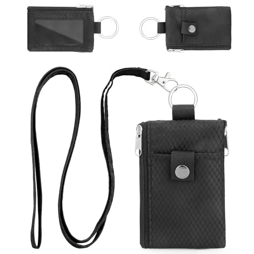 EEEKit RFID Blocking Minimalist Wallet, Waterproof Card Wallet with Lanyard, Coin Pouch with Clear ID Window for Sports, Travel, Daily Commute, Gym, Pool, Events, Festivals
