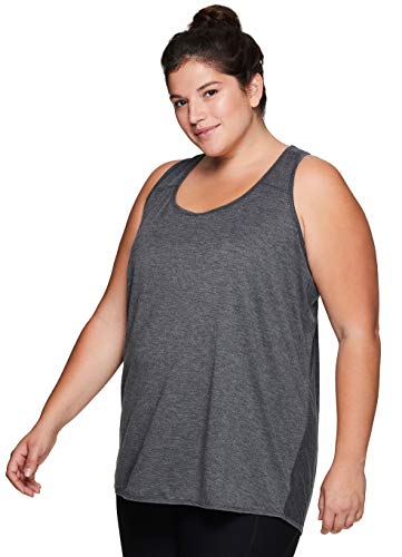 RBX Active Women's Plus Size Fashion Flowy Yoga Workout Tank Top Tunic S21 Charcoal 3X