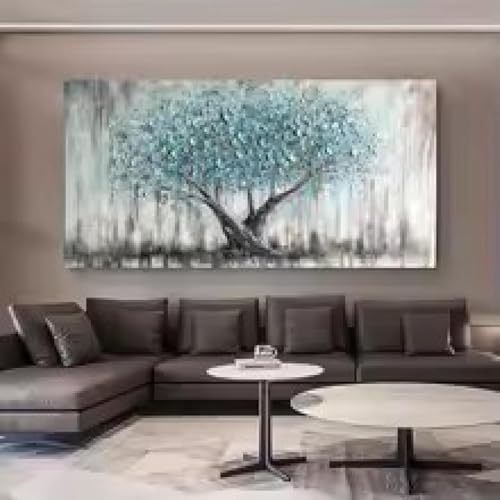 Affiches turquoise arbre de vie paysage abstrait déco murale 50x100