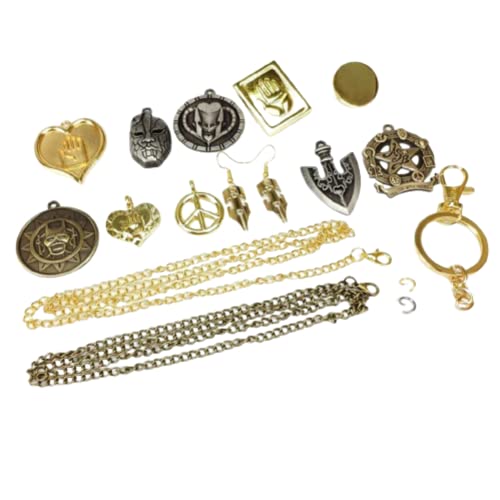 Momoso_Store 12pcs/set Collection Jotaro Kujo Crazy Diamond Arrow Metal Pendants Pins Earrings Necklace Keychain Box