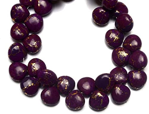 LKBEADS 1 Strand Natural Mojave Purple Arizona Copper Turquoise 10MM Approx. Smooth Heart Shape Briolette Beads 7 Inch