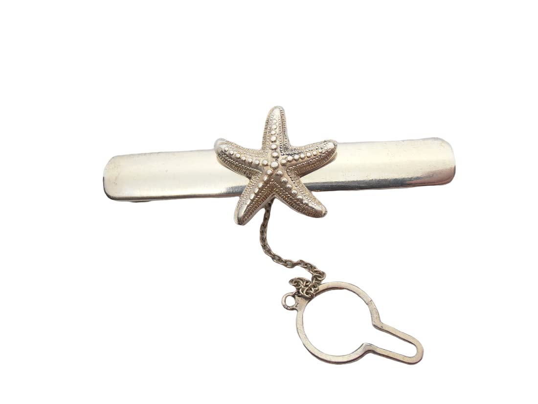 Cadena de seguridad estrella de mar y seguro firme de plata 925 para charms