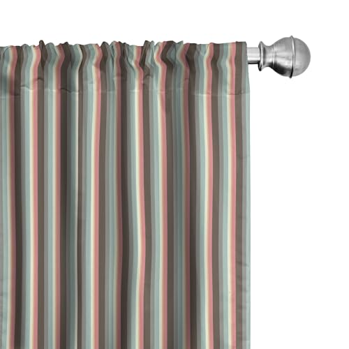 Lunarable Striped Window Curtains, Retro Vertical Lines Soft Color Palette
