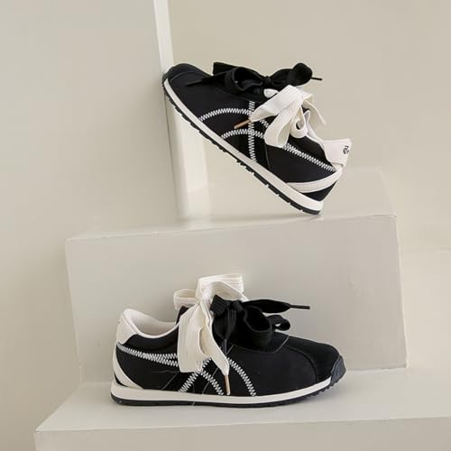 Patchwork Casual Lace Up Non - Slip Walking Shoes for Women. Comfortable Tennis Running Shoes, Womens Fashion Sneakers (Cream Color,7)4