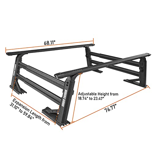 Hooke Road Overland Hd Truck Bed Rack Adjustable Height Aluminum Ladder Rack For Toyota Tundra Tacoma Nissan, Rooftop Tent Carrier Cargo Storage Luggage Organizer #TOP4
