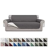 easy going sofa slipcover reversible sofa cover water resistant couch cover furniture protector with elastic straps for pets kids children dog cat sofa gray ivory 