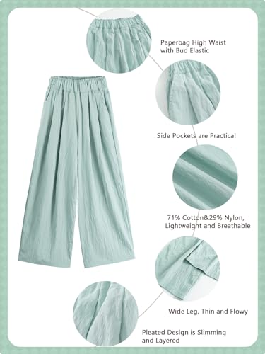 Image of Rolanko Girls Wide Leg Pants Flowy Palazzo Pants for Girls Kids Linen Trousers Loose Fit Casual Beach Travel 6-15Y