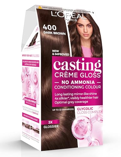 LOréal Paris Casting Crème Gloss Semi-Permanent Hair Dye Radiant & Natural Colour Shade: 400 Dark Brown