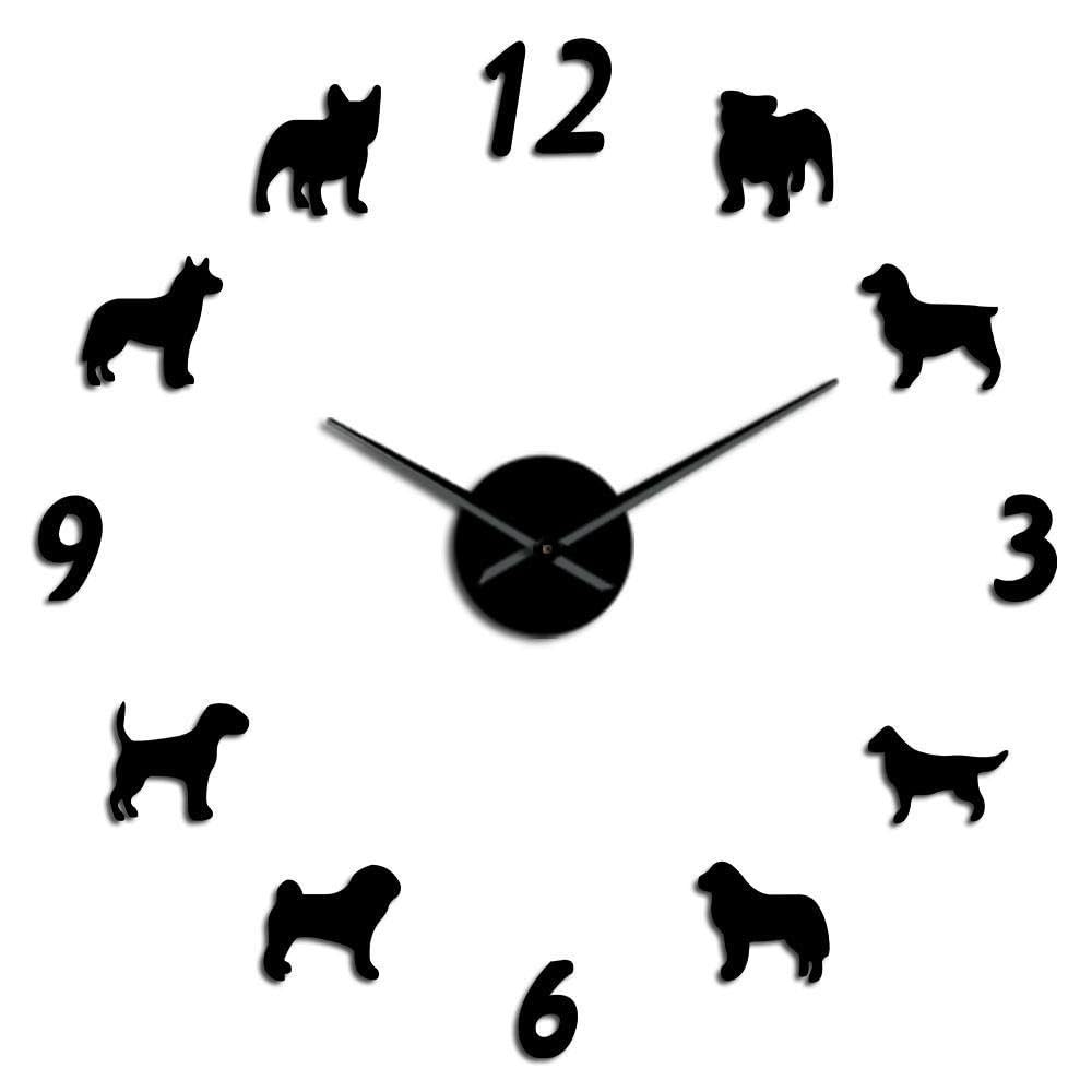 Horloge murale 3D design chiens de compagnie cadeau idéal salon