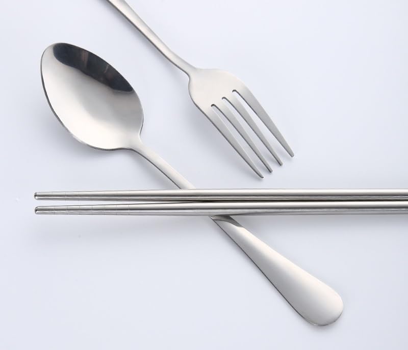 ONUIFIKE Silverware Set, 3/12/18/24/30/36 Pieces Stainless Steel Portable Cutlery Spoon Fork Chopsticks Student Simple Outdoor Travel Convenient Gift Set, Home Cutlery Flatware Set(Green,36 Piece set