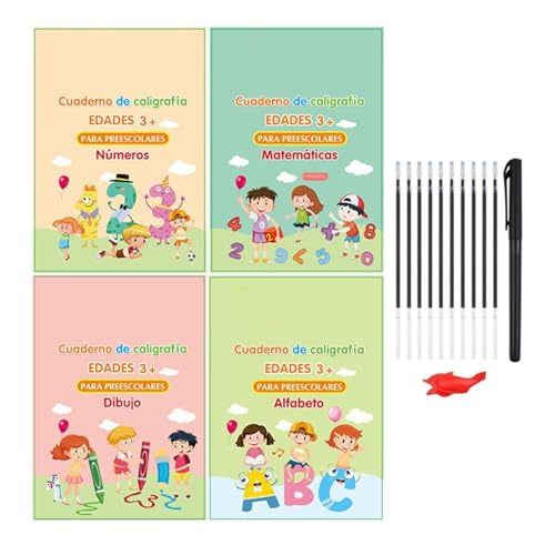 Libro per esercizi di scrittura a mano spagnola per bambini - Copia di apprendimento a secco con esercizi guidati per ictus e fogli di scrittura | Costruttore di abilità linguistiche interattive