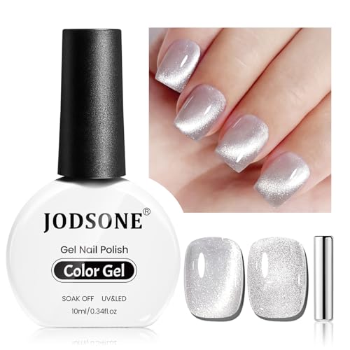 JODSONE 10ml Cat Eye Gel Nail Polish Glitter Silver Gel Nail Polish with Magnet Dip U V Light Silver Glitter Nail Art Salon DIY Home JODSONE 10ml Cat Eye Gel Nail Polish Glitter Silver Gel Nail Polish with Magnet Dip U V Light Silver Glitter Nail Art Salon DIY Home