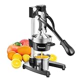 TONGCHANT Cast Iron Juicer Hand Press for Lemon Pomegranate Lime Citrus Fruits with Stainless Steel Cup, Heavy-Duty Manual Juicer Press, Orange Crush Machine, Orange Juicer Squeezer, Easy Clean, Black