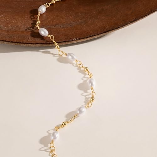 NECOCY 14K Gold Plated Pearls Bracelet for Women Dainty, Trendy Beaded Bracelet Elegant Tiny Simple Pearls Jewelry Gift Wedding Mother Day Bridesmaid Birthday Party Trending 2025 Winter Christmas by NECOCY - Used condition - Image 5