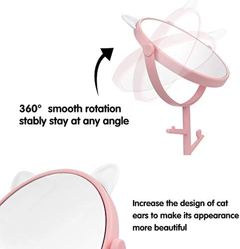 Louphee Bedroom Mirror-&Makeup Mirror in Cute Cat Ears Shape for Girls Gifts in Bathroom or Bedroom- Pink
