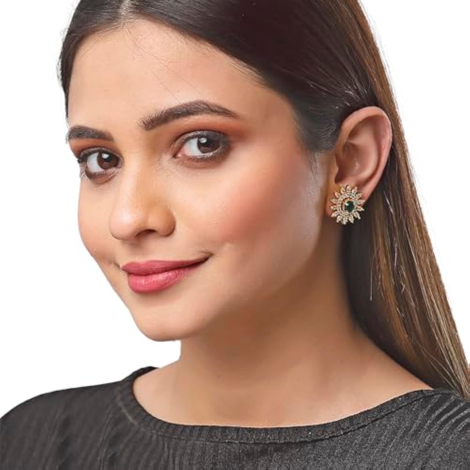 Women's Gold-Toned Multicolor Sun Stud Earrings, Changeable Set