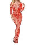 🎁Super sexy y seductora. UMIPUBO Ropa Interior Mujer Ropa de Dormir Encaje Atractivo Malla de la Mujer Lencería Hueca Rejilla Babydoll Talla única Ropa de Dormir (Rojo)
