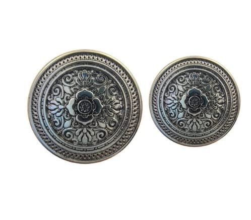 ani accessories Round Graceful Silver Flower in The Middle Metal Shank Button (Pack of 16) 8 Big and 8 Small Pack for Coat Blazer Suit, Sherwani and Indian Dresses Sports Coat Uniform Jacket-picture-13