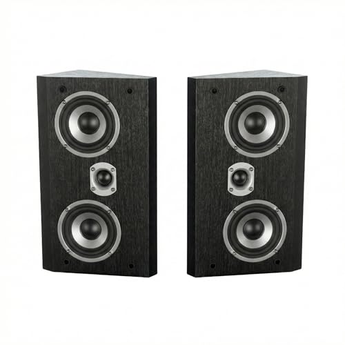 Dynavoice Paar Wandlautsprecher Modell Magic FX4 Schwarz Für Dolby Atmos Surround Heimkino Mit 4 Zoll Tieftöner Super Hochtöner Für Wandmontage Oder Decke Holzoptik Frequenz 45Hz-32kHz 90dB 100W