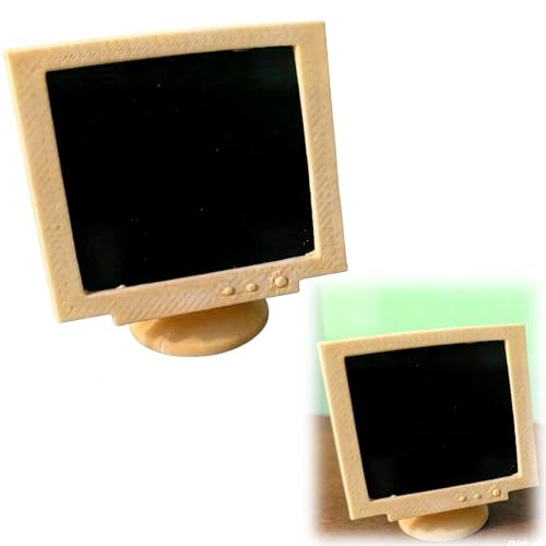 KDUJKSO Miniature Retro Old Desktop Computer Monitor CRT Style Display Model Vintage Office Desk Decoration Prop for Creative Workspace Diorama Photography Scene Setup Accessory