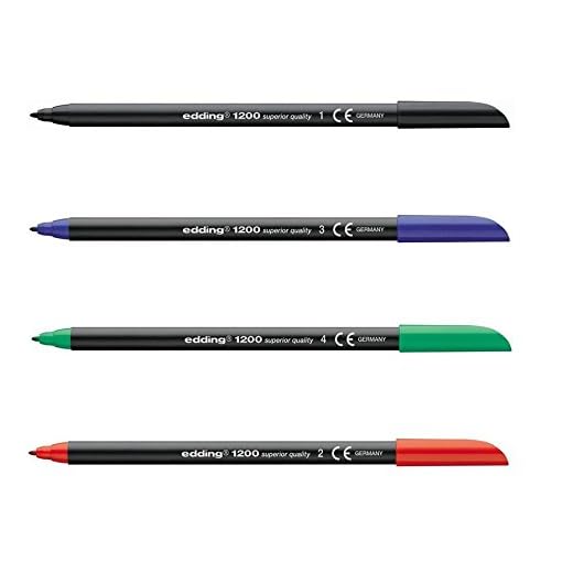 Rotuladores Edding 1200, Caja x 10 Surtida (5 Negro, 2 Azul, 2 Rojo, 1 Verde)