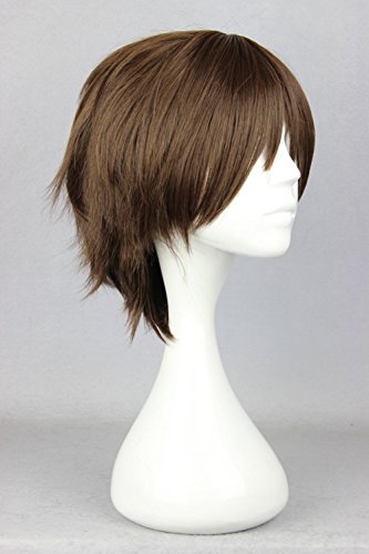 12"/30Cm Brown Short Straight Synthetic Wig For Men Women Daily Party Cosplay Wigs With Free Wig Cap #TOP1