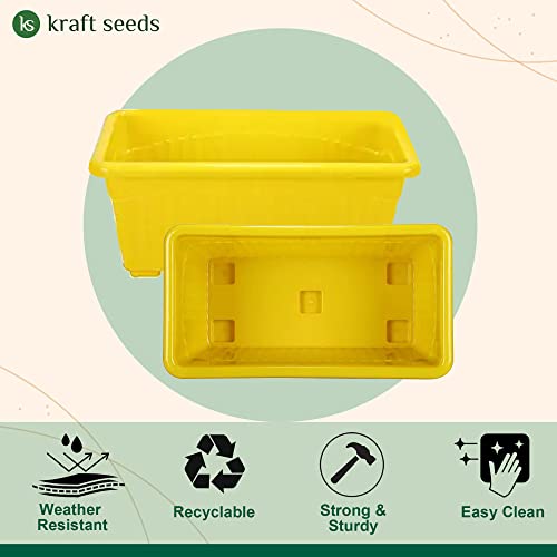 Kraft Seeds Plastic Window Planter (1 Pc, 13 Inch, Yellow) | Outdoor Garden Planting Pots | Flower Pots for Home Garden & Balcony | Flower Planters for Balcony and Terrace Gardens | House Plant Pots