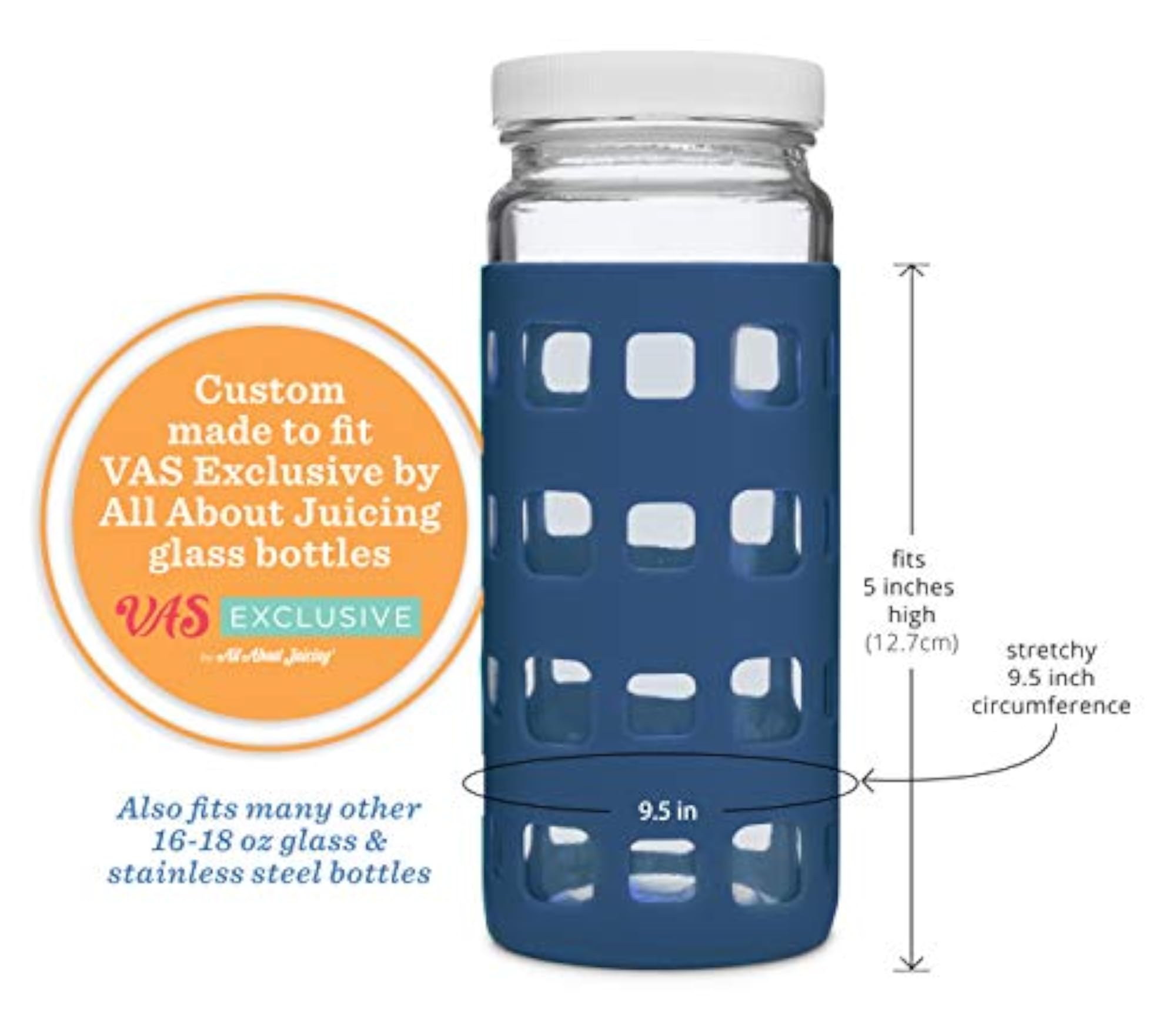 Silicone Glass Water Bottle Sleeves, 6-Pack Protective Holders