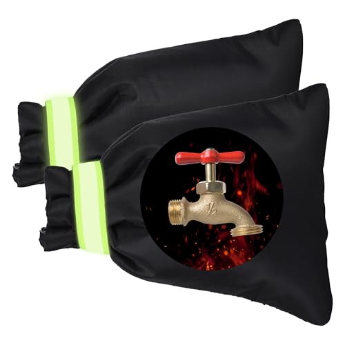 2er-Set Außenwasserhahn frostsicher Abdeckung – Verdickte wasserdichte Winterfest-Abdeckung mit Leuchtstreifen, isoliert & wetterfest – 18×25cm Thermoschutz für frostsicherer Außenwasserhahn