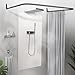 Produktbild Erica Winkelstange Dusche 85x95x85 cm, Winkelstange Duschvorhang, Wandmontage ohne Deckenbefestigung, Schwarz Pulverbeschichteter Stahl, 100% Rostfrei