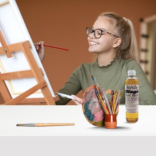 Bristle Magic Paint Brush Cleaner and Reconditioner Perfect Acrylic, Watercolor, Spray Paint and Oil Paintbrush Cleaner Biodegradable, Non-Flammable Washable Sustainable Cleaning Solution (8 Fl Oz)