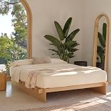 XIAO WEI King Wood Platform Bed Frame, Tool-Free Japanese Joinery, Natural
