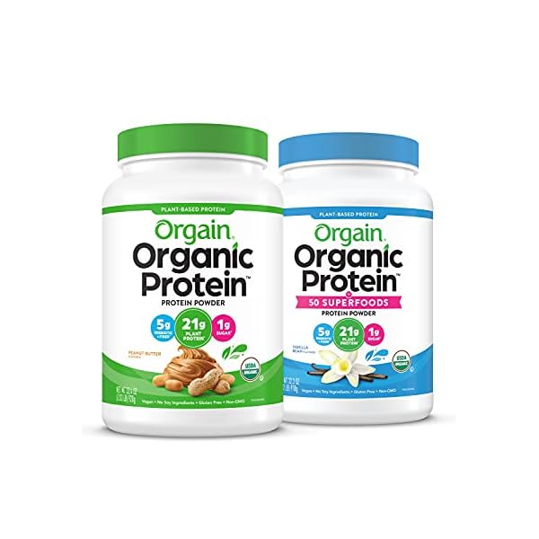 Orgain Organic Plant Based Protein Powder, Peanut Butter Vegan, Low