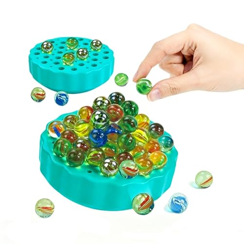 Winbar Wobble Marble Game, 60 Colorful Glass Marbles Dice Challenge Cards Fun Family Party Toy for 1-4 Players Educational Toy for Kids & Adults Perfect for Parties Travel & Birthday Gifts
