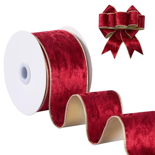 FAKILO Wired Velvet Ribbon 2.5 Inch