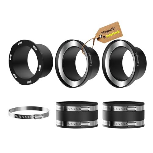 Magnetic Dust Collection Fittings for 4 Woodwork Shop Vacuums Dust Hose One-to-Multi Quickly Connect and Interlock Dust Collector System w/1PK Mag Port Connector+2Set 4Coupler