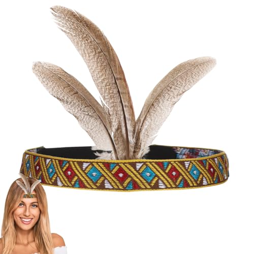 NOLITOY American Headpiece for Women: Ethnic Indiana Headdress with Adjustable Elastic Band - Lightweight Fascinator Headband for Festival Outfits, Cosplay Costume & Party Hair Accessory (5.89 Inch)