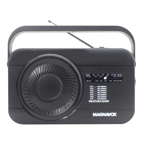 Radio d'urgence Magnavox MR4181W portable à piles avec 7 canaux météo AM/FM