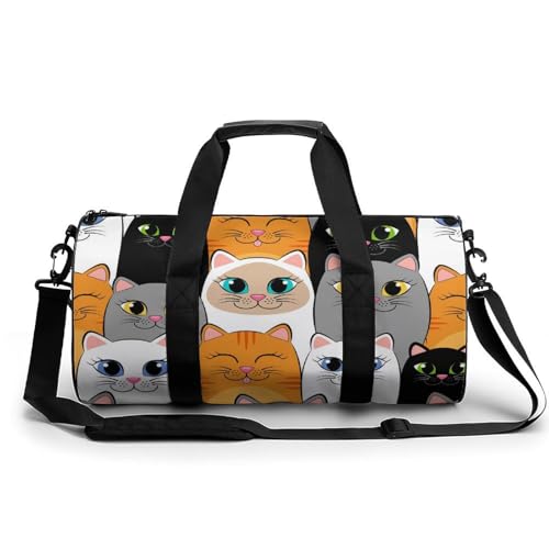 Sac de voyage chats gris blancs duffel bag de camping randonnée et gym grand format 45cm