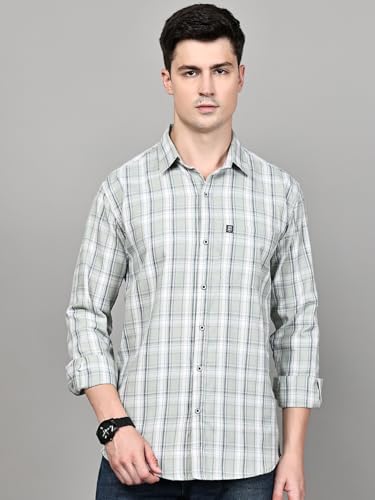 Image of Majestic Man Stylish Slim Fit Cotton Spread Collar Checked Casual Shirt for Men
