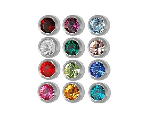 Ear Piercing Bezel Earrings Studs 4mm Assorted Colors White Metal 144 Pair…