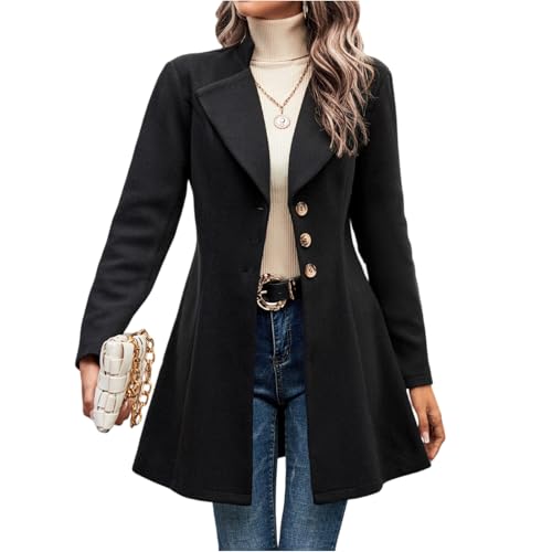 Manteau laine mélangée femme mi-long drap épais double boutonnage