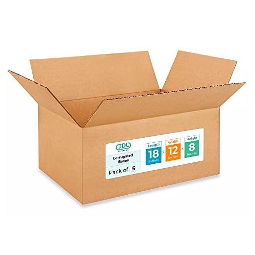 IDL Packaging Medium Corrugated Shipping Boxes 18"L x 12"W x 8"H (Pack of 5) - Prime Choice of Strong Packing Boxes for USPS, UPS, FedEx Shipping - Easy-to-Recycle Cardboard Boxes for Packaging