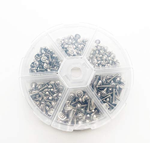 300PCS M2 Nickel Plating Round Head PC Computer Screws Assortment Kit, Machine Screws for Hard Drive Computer Case Motherboard Fan Power Graphics