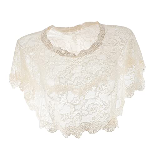 Off Shoulder Lace Shawl for Women Elegant Bridal Cape Hollow Lace Blouse Shawl All-match Short Cape for Wedding Dress Cover-up for Brides