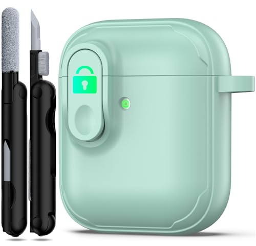 RFUNGUANGO for AirPods �P�[�X�J�o�[ �N���[�j���O�L�b�g�t���A�����h�~���b�N�f�U�C���A���͂ȗ����ی�ATPU ���ɗD�������� Apple AirPods �� 2 �� 1 ����[�d�P�[�X�p�AFG ���C�g�O���[��