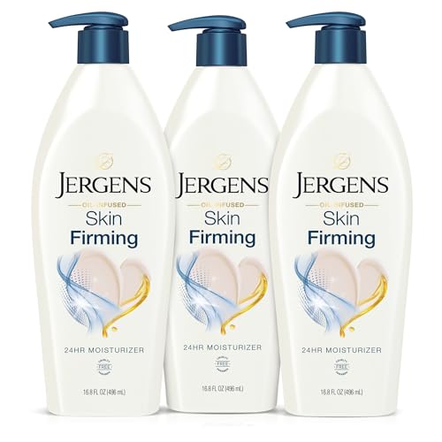 Jergens Skin Firming Body Lotion for Dry to Extra Dry Skin, Skin Tightening Cream with Collagen and Elastin, Dermatologist Tested, Hydralucence Blend Formula, 16.8 Oz, Pack of 3
